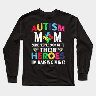 Autism T-ShirtAutism Autism Mom Shirt My Son Is Hero Autism Awareness Costume Long Sleeve T-Shirt